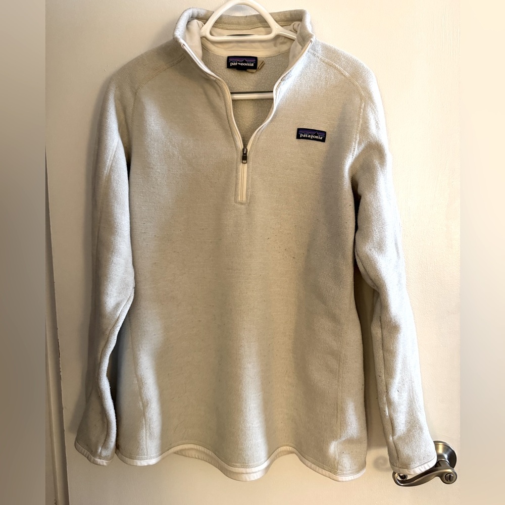 Patagonia Cream Quarter-Zip Fleece Top